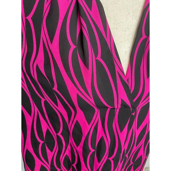 Vince Camuto black fuchsia sleeveless high low blouse shirt women's size small - Picture 5 of 6